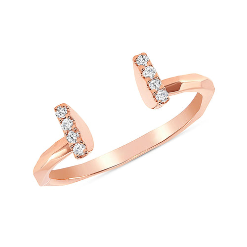 Round Cut Diamond Split Bar Ring