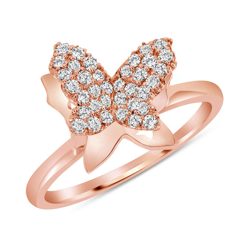 Round Diamond Butterfly Pave Set Ring