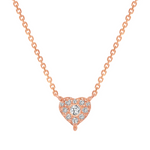 14k Round Diamond Heart Necklace