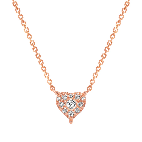 14k Round Diamond Heart Necklace