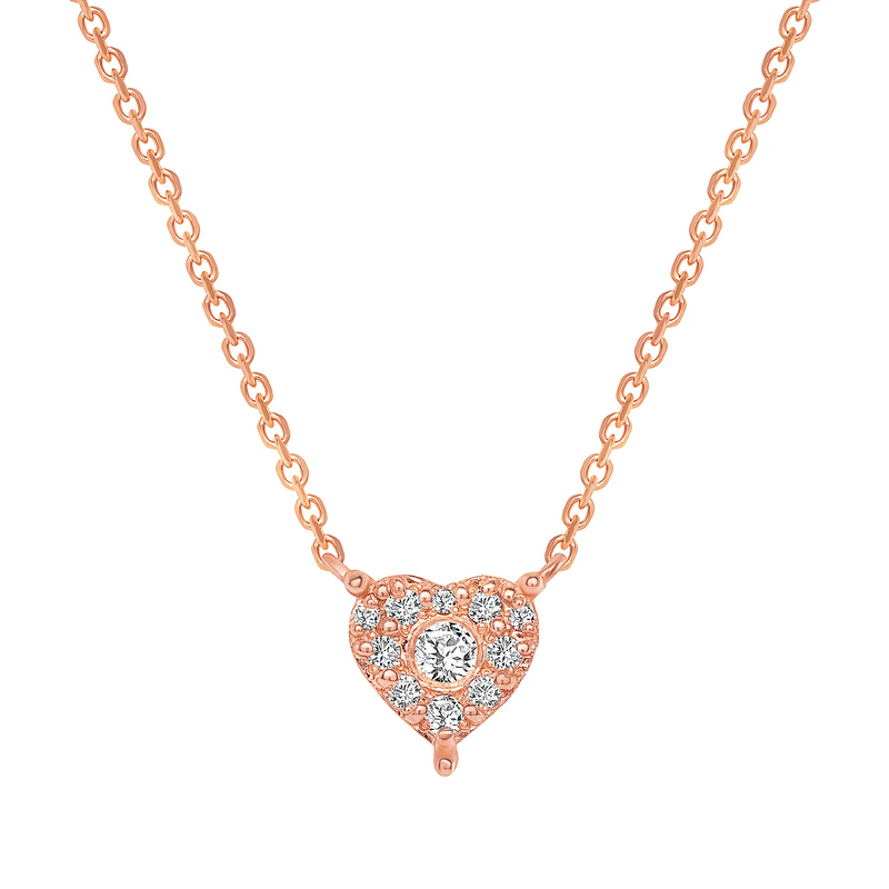 14k Round Diamond Heart Necklace