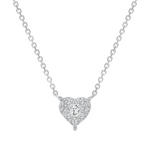 14k Round Diamond Heart Necklace