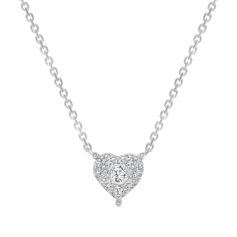 14k Round Diamond Heart Necklace