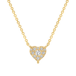 14k Round Diamond Heart Necklace