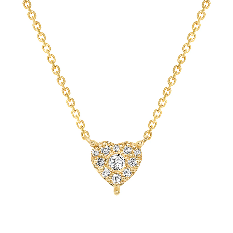 14k Round Diamond Heart Necklace