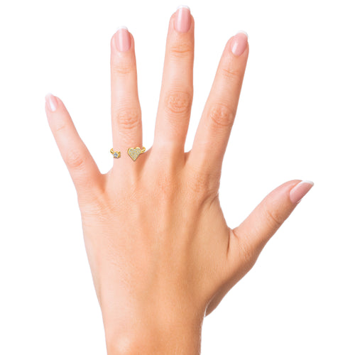 14k Gold Diamond Open Heart Cuff Ring