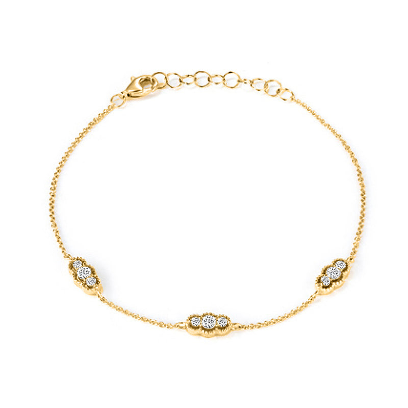 14k Yellow Gold Round Diamond Bracelet