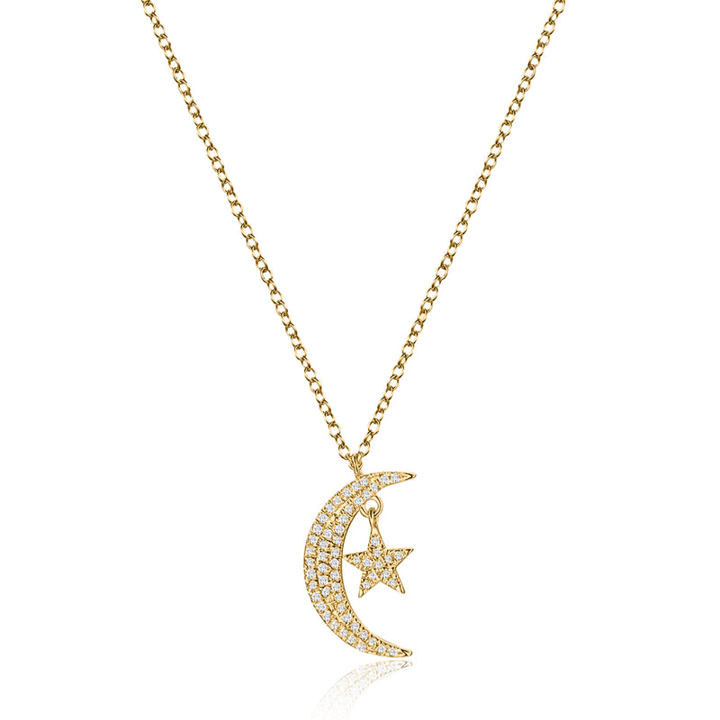 14k Gold Star Diamond Necklace