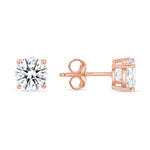 4 Prong Push Back Round Cut Diamond Earrings