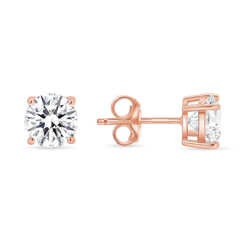 4 Prong Push Back Round Cut Diamond Earrings