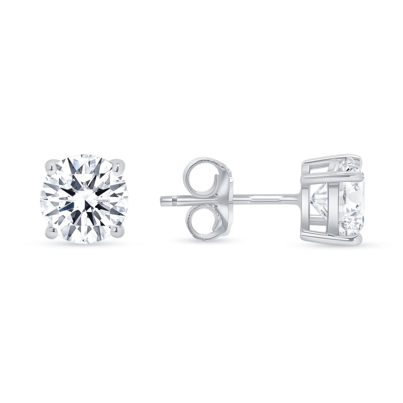 4 Prong Push Back Round Cut Diamond Earrings