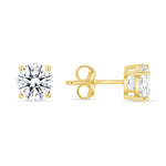 4 Prong Push Back Round Cut Diamond Earrings