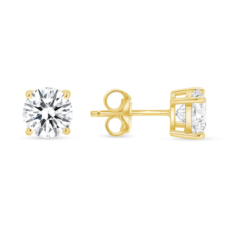 4 Prong Push Back Round Cut Diamond Earrings