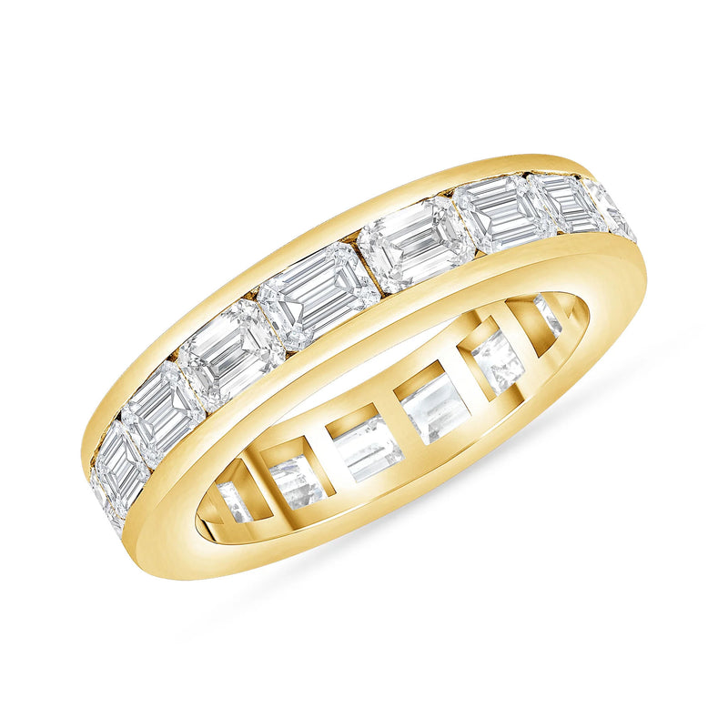 Emerald Cut Diamonds in Channel East-West Setting Ring