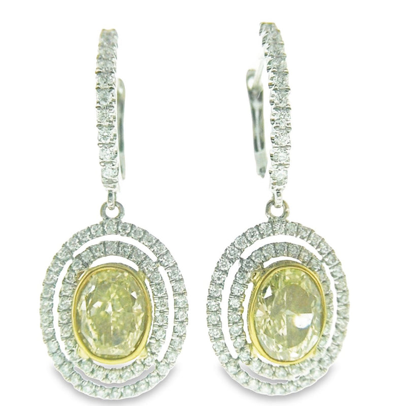 18k Double-halo Dangling Earrings