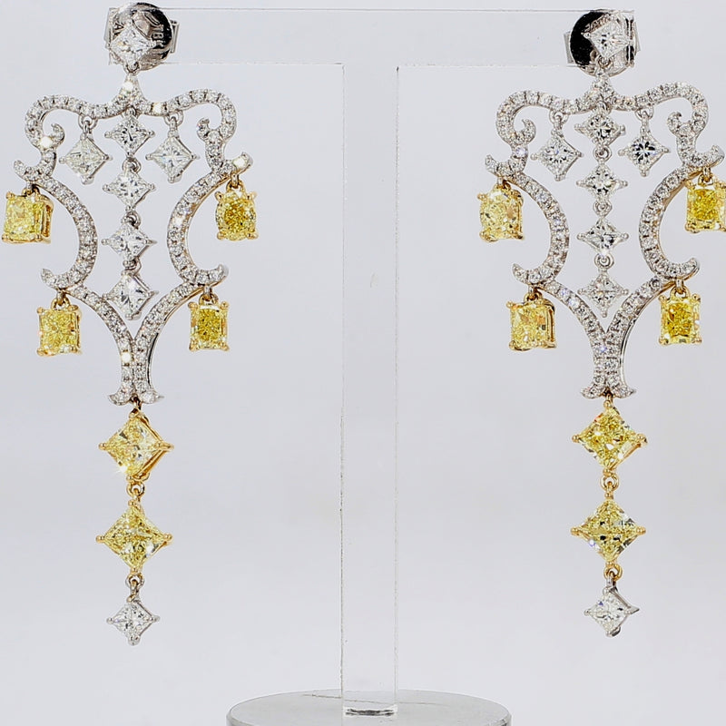 18k Multishape Diamond Pushback Chandellier Earrings