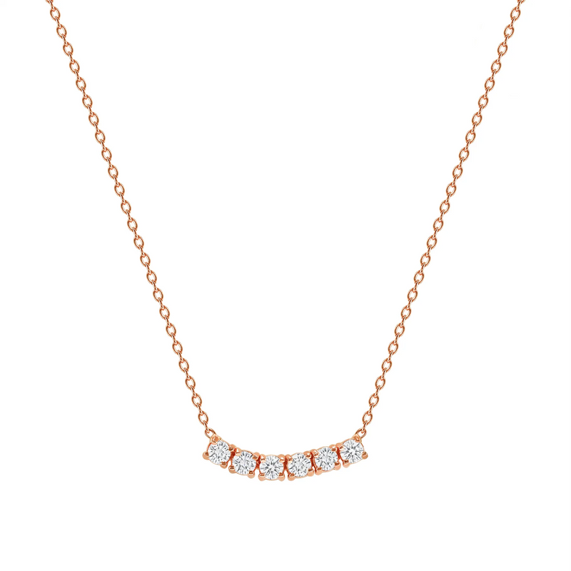 Petite Diamond Six Stone Curved Necklace