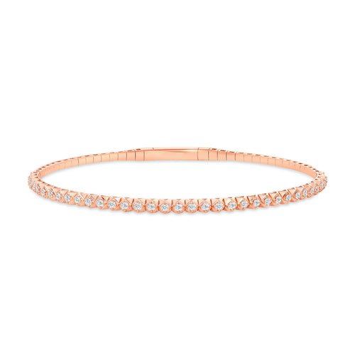 14k Gold Round Natural Diamond Bangle