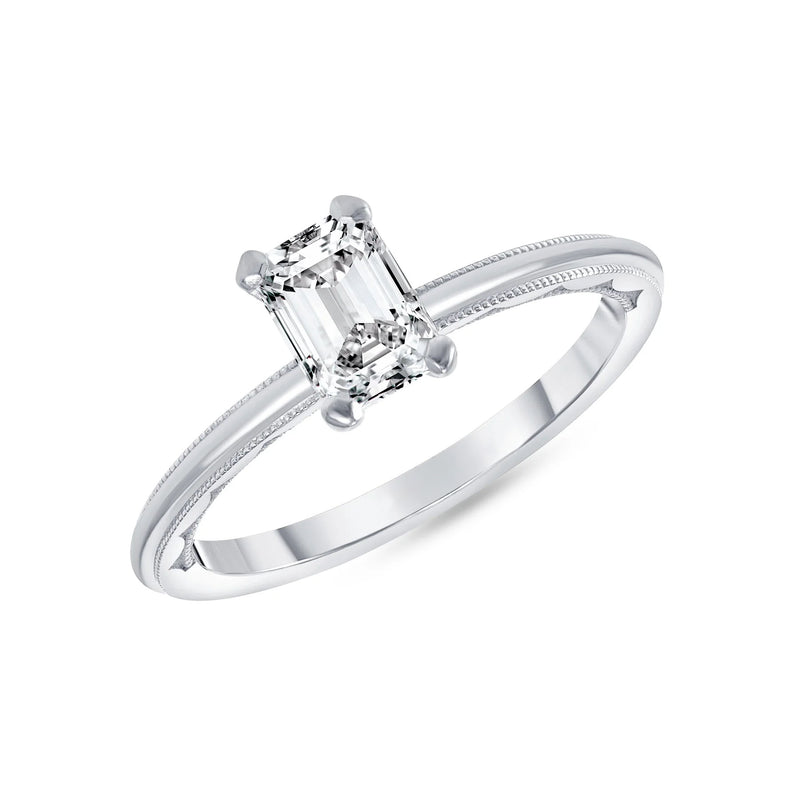 18k Solitaire Engagement Ring With Millgrain
