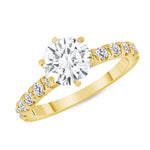 18k Solitaire Engagement Ring 6-prong Half-eternity