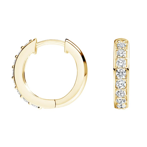 18k Baguette Diamond Huggie Earrings