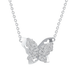 Round Diamond Dazzling Butterfly Pendant Necklace