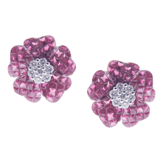 Aries Calm Ruby Floral-5 Bloom Earring