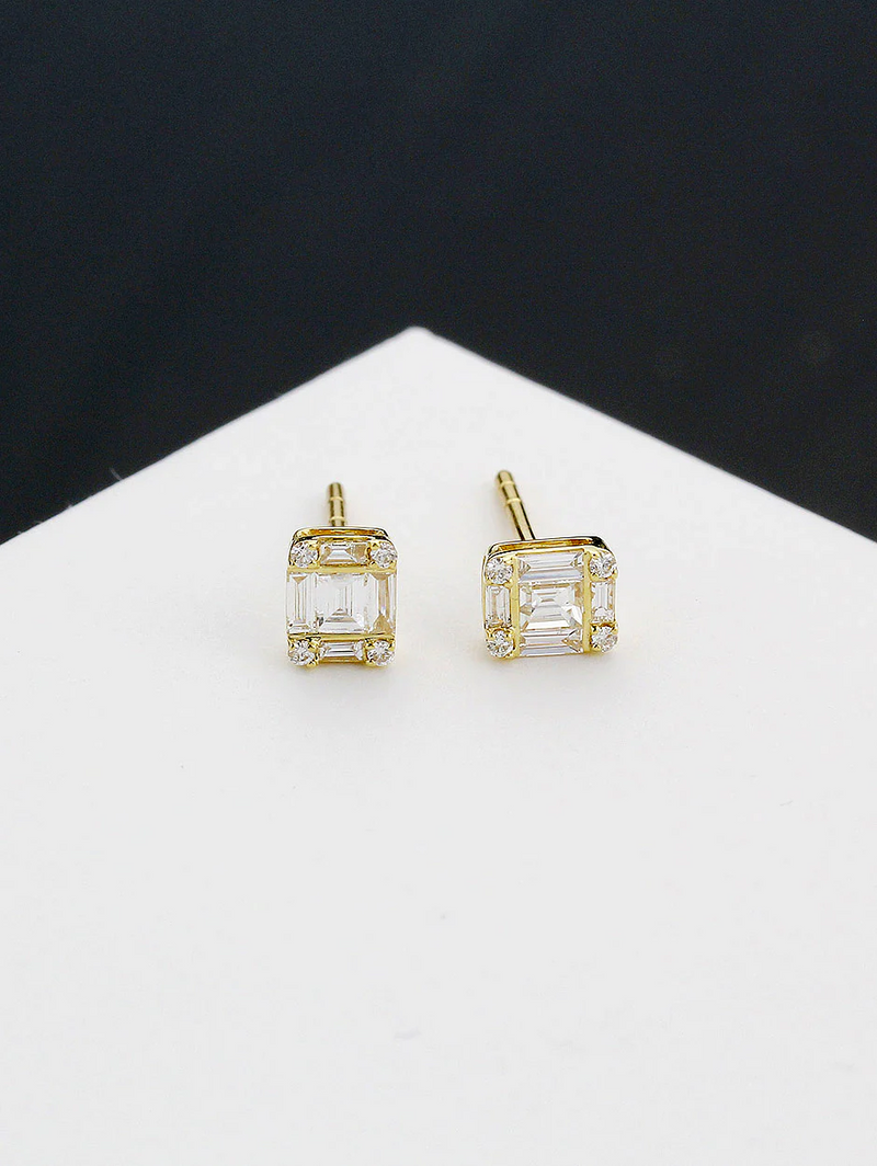 Illusion Baguette Disguise Yellow-Rec Earring