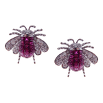 Small Ruby Invisible Bee Earring Ring Set