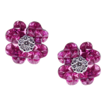 Small Four-Leaf Ruby Invisible Earring Ring Set