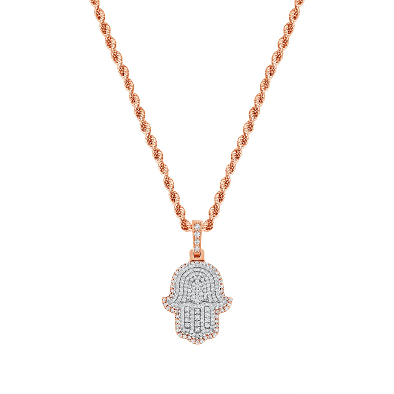 Shinning Diamond Hamsa Necklace