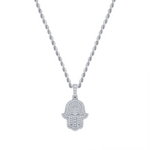 Shinning Diamond Hamsa Necklace