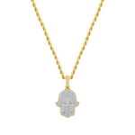 Shinning Diamond Hamsa Necklace