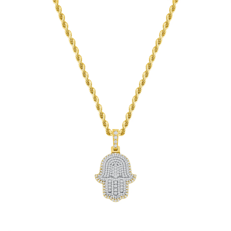 Shinning Diamond Hamsa Necklace