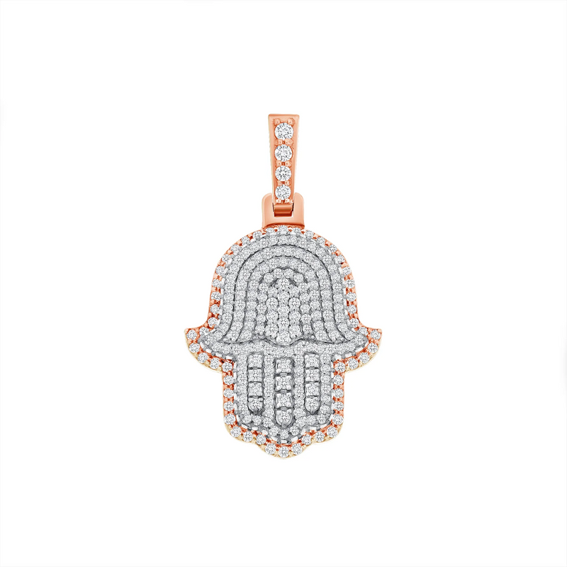 Shinning Diamond Hamsa Necklace