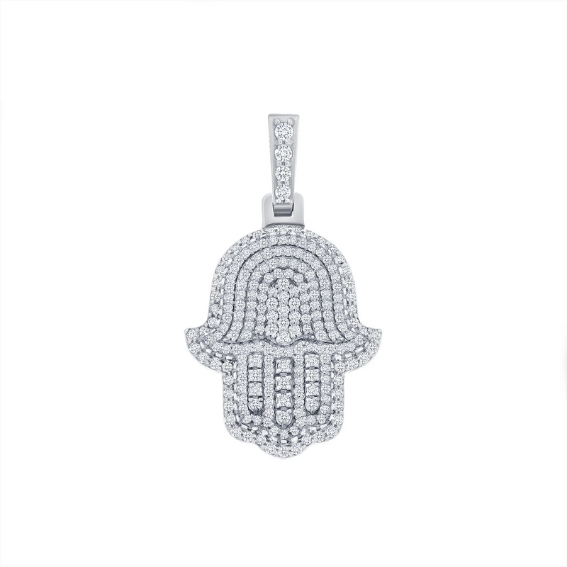 Shinning Diamond Hamsa Necklace