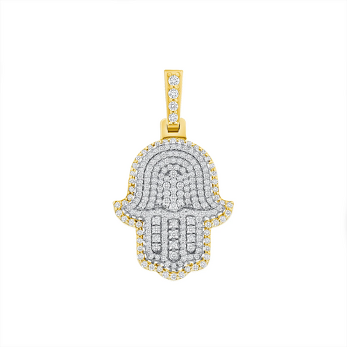 Shinning Diamond Hamsa Necklace