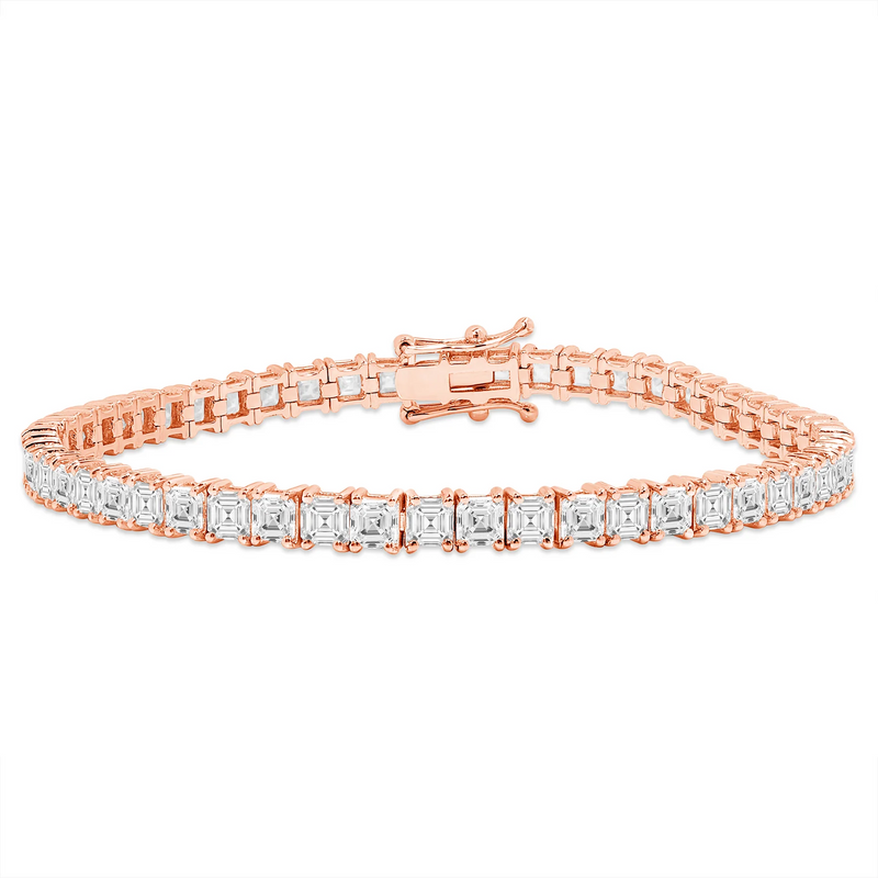 18k Gold Tennis Bracelet - Asscher Cut Diamonds