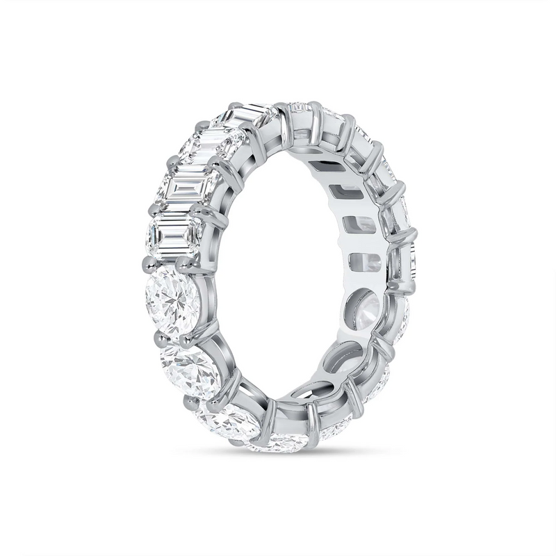 Emerald Round Cut Diamond Eternity Band Ring