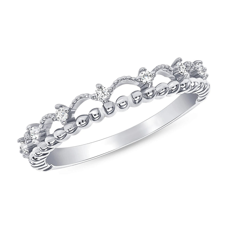 Round Diamond Crown Beaded Ring