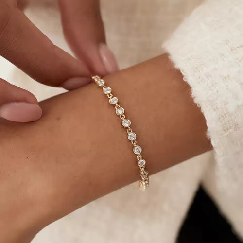 14k Gold Bezel Setting Spring Diamond Bracelet