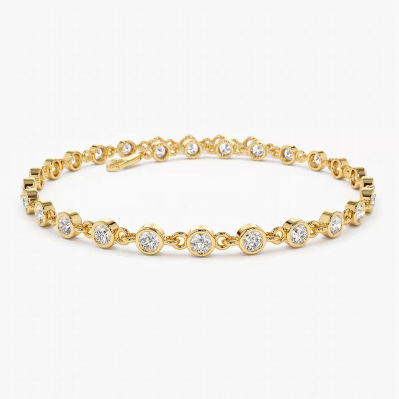 14k Gold Bezel Setting Spring Diamond Bracelet