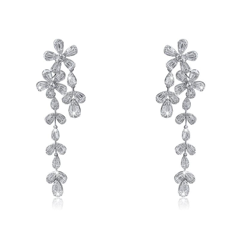 Generous Baguette Round Diamond Earrings