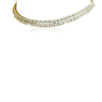 18k White Baguette Round Diamond Necklace