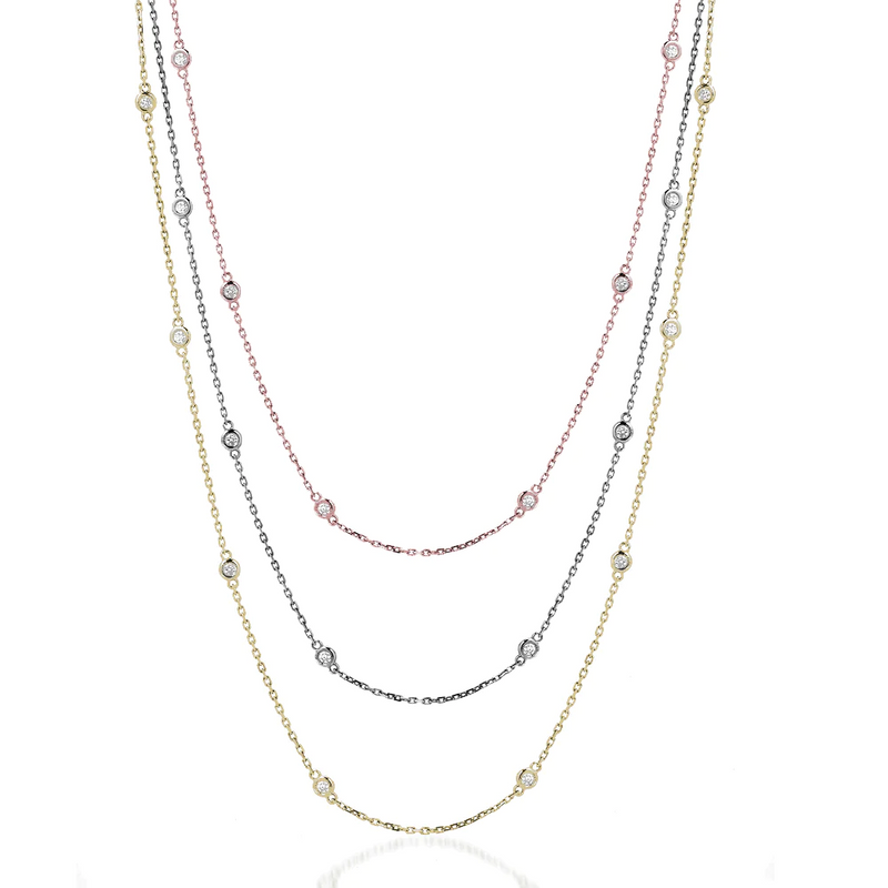 Diamond By The Yard Round-cut Bezel Necklace