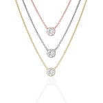 Diamond Solitaire Pendant, Bezel Set Necklace
