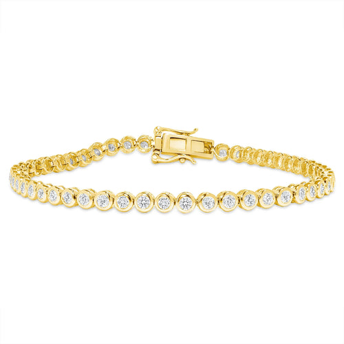 14k Gold Round Tennis Bracelet - Bezel Set