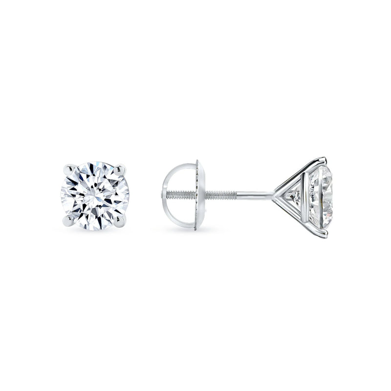 Diamond Stud Earrings - 4 Prong Screw Back Martini Setting