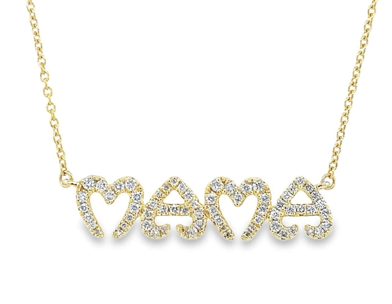 14k Yellow Gold Letter "MAMA" Necklace