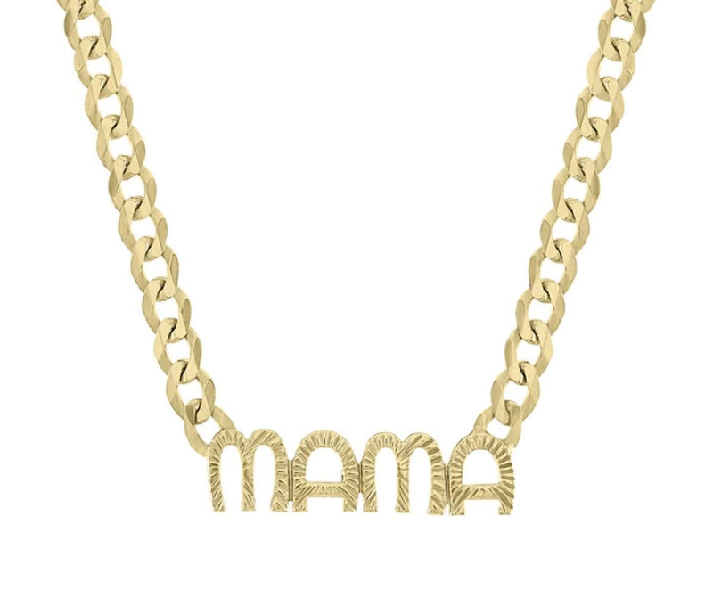 Cuban Chain Letter "MAMA" Necklace